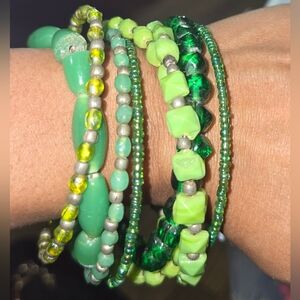 Green Beaded Multi-layer Bracelet